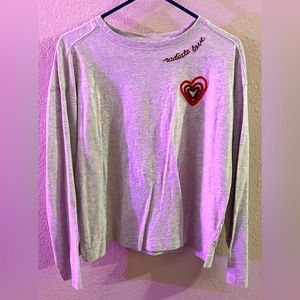 OLD NAVY sweater in GRAY with red shades of hearts and words in size MEDIUM.